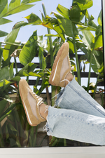 Beige Mesh Lace-Up Sneakers