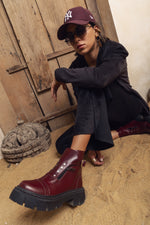Crimson Edge Burgundy Chunky Boots