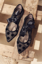 Midnight Dots Mesh Ballerinas