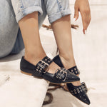 Point-Toe Ballerina with 2 Straps Black