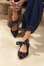 Midnight Dots Mesh Ballerinas