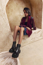 Crimson Edge Black Chunky Boots