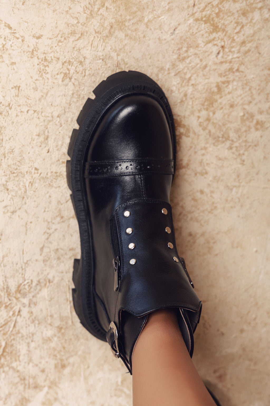 Crimson Edge Black Chunky Boots