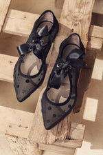 Midnight Dots Mesh Ballerinas