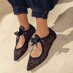 Midnight Dots Mesh Ballerinas