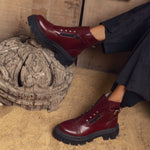 Crimson Edge Burgundy Chunky Boots