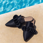 Circles Satin Mule Black