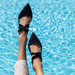 Knot Satin Mule Black