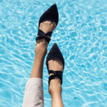 Knot Satin Mule Black