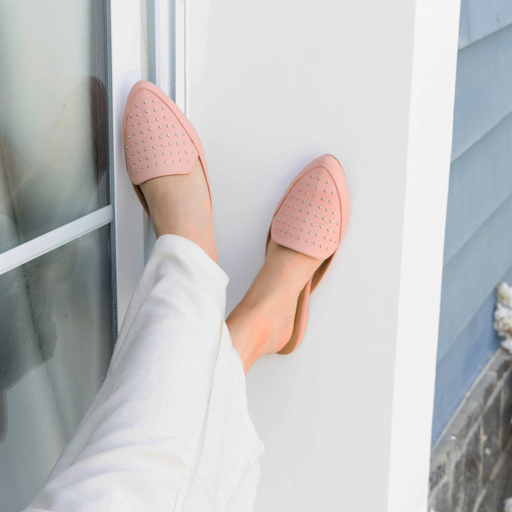 Point-Toe Mules Pink