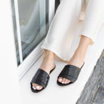Croc Print Slippers Black