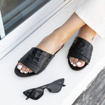 Croc Print Slippers Black
