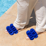 Circles Satin Blue Slippers