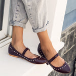 Burgundy Studded Ballerinas