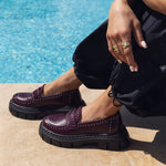 Studded Loafers Burgundy