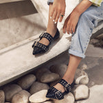 Point-Toe Ballerina with 2 Straps Black