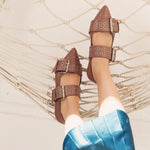 Point-Toe Ballerina with 2 straps Beige