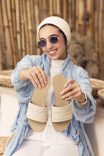 Net Beige Slippers