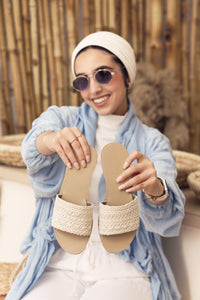 Net Beige Slippers
