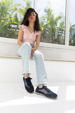 Navy Mesh Lace-up Sneaker