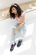 Navy Mesh Lace-up Sneaker