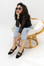 Siena Black Suede Ballerinas