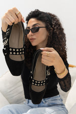 Siena Black Suede Ballerinas