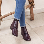 Brogue Buckled Strap Burgundy