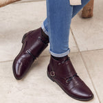 Brogue Buckled Strap Burgundy