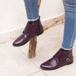 Brogue Buckled Strap Burgundy