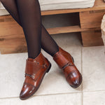 Brogue Buckled Strap Camel