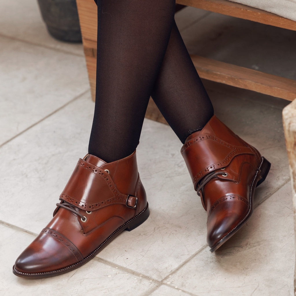 Brogue Buckled Strap Camel