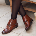 Brogue Buckled Strap Camel