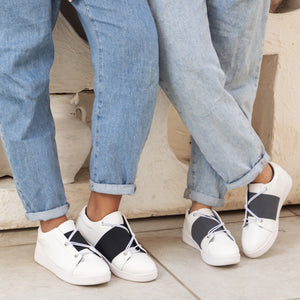 White Sneakers with Grey Band