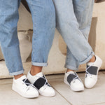 White Sneakers with Black Band
