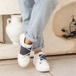 White Sneakers with Grey Band