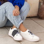 White Sneakers with Grey Band