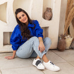 White Sneakers with Grey Band