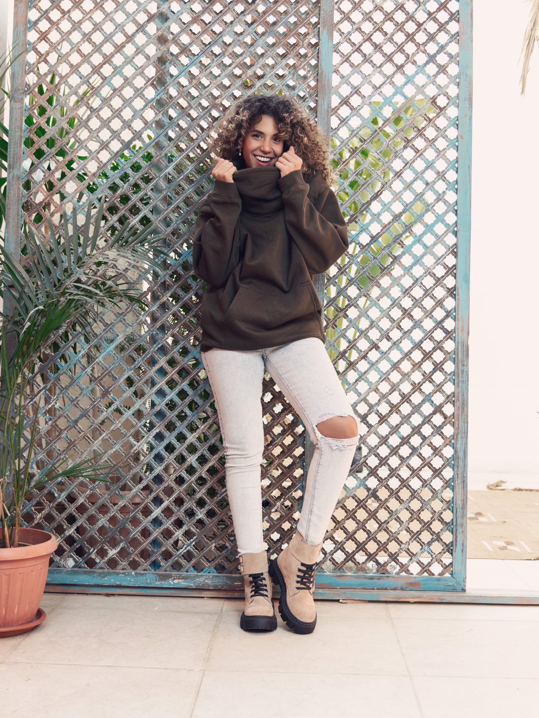 Chunky Combat Beige Boots
