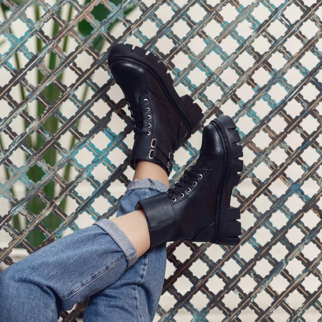 Chunky Combat Black Boots