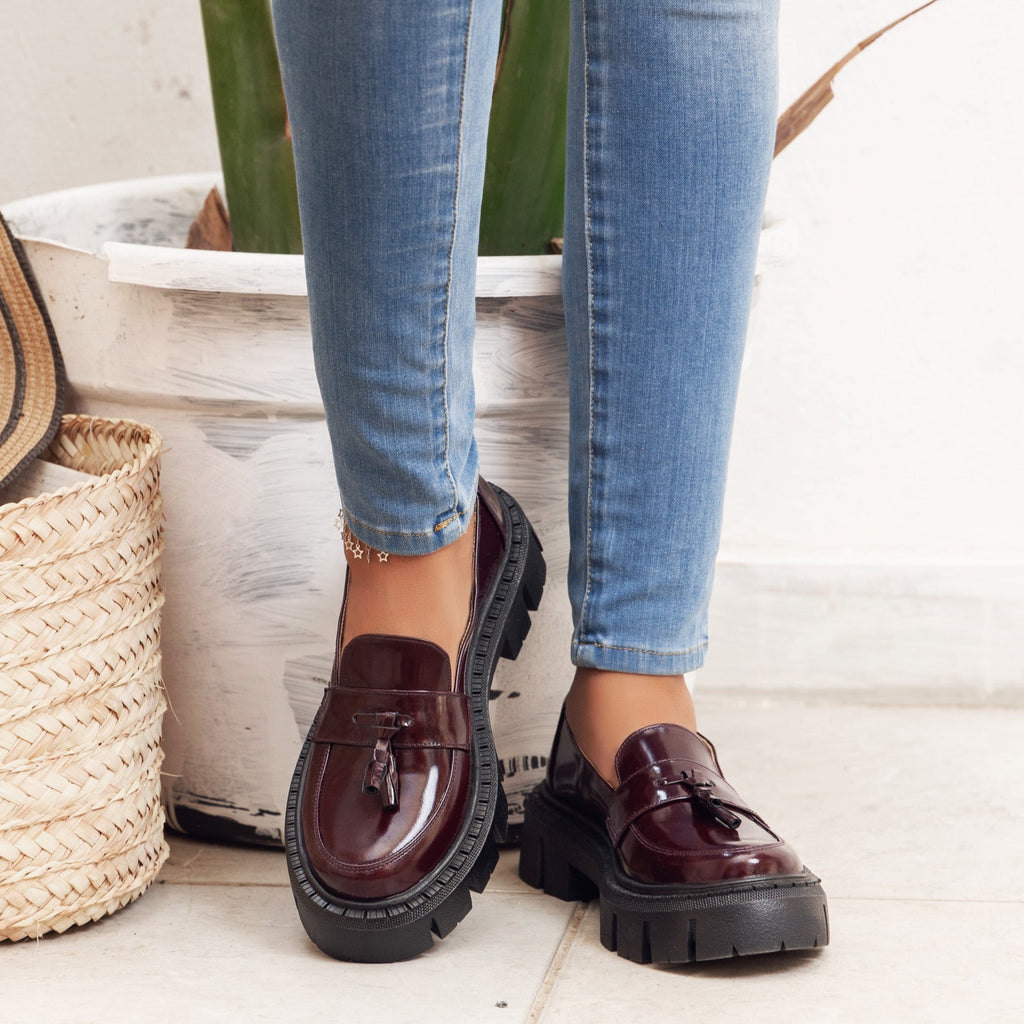 Tasseled Loafers Burgundy Vernis