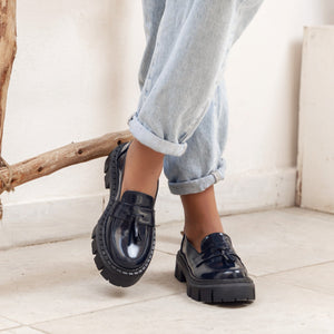 Tasseled Loafers Navy Vernis