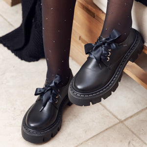 Lace-Up Chunky Sole Black Shoes