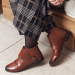 Brogue Buckled Strap Camel
