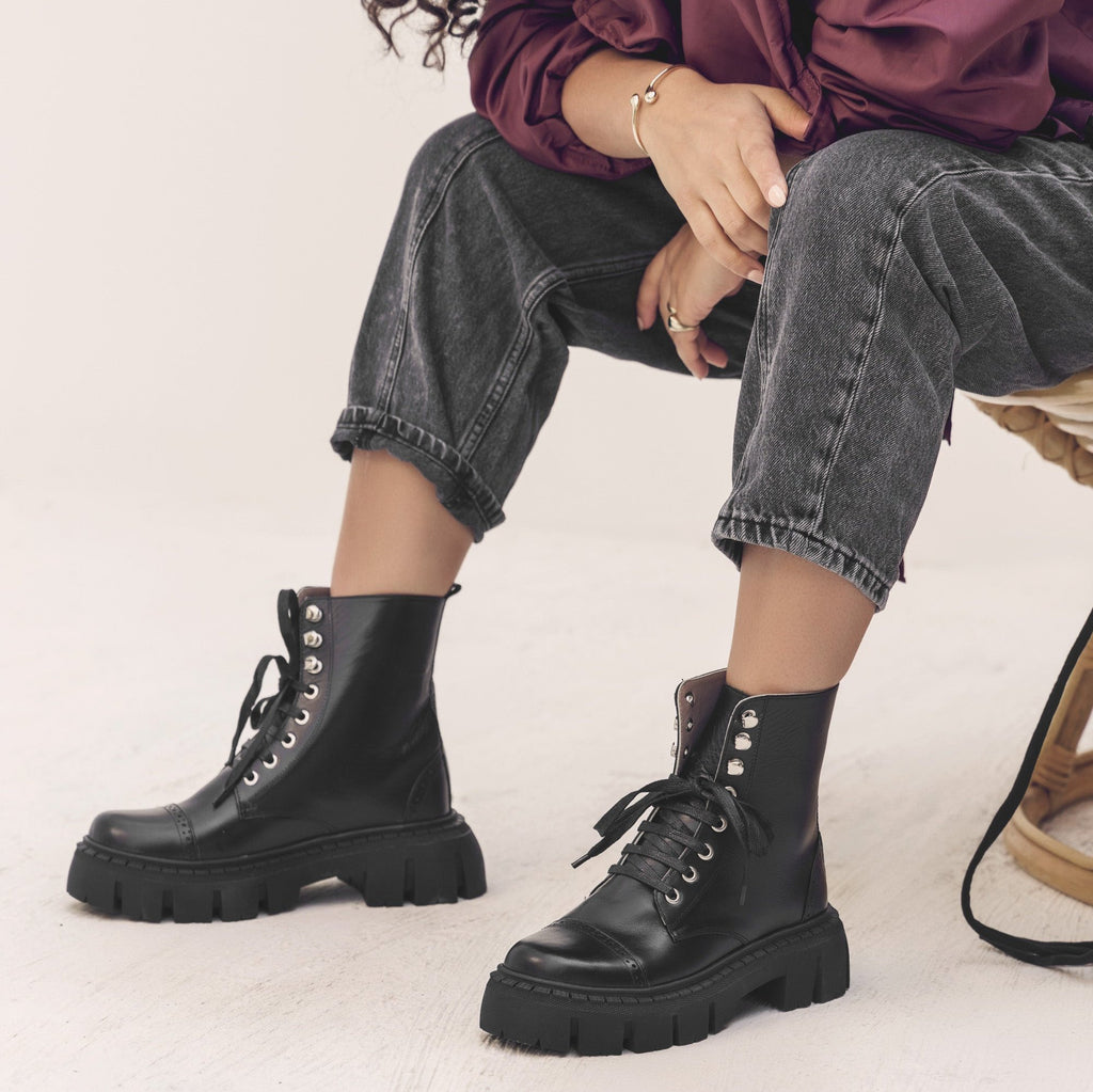 Chunky Combat Boots in Black