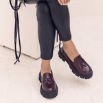 Tasseled Loafers Burgundy Leather