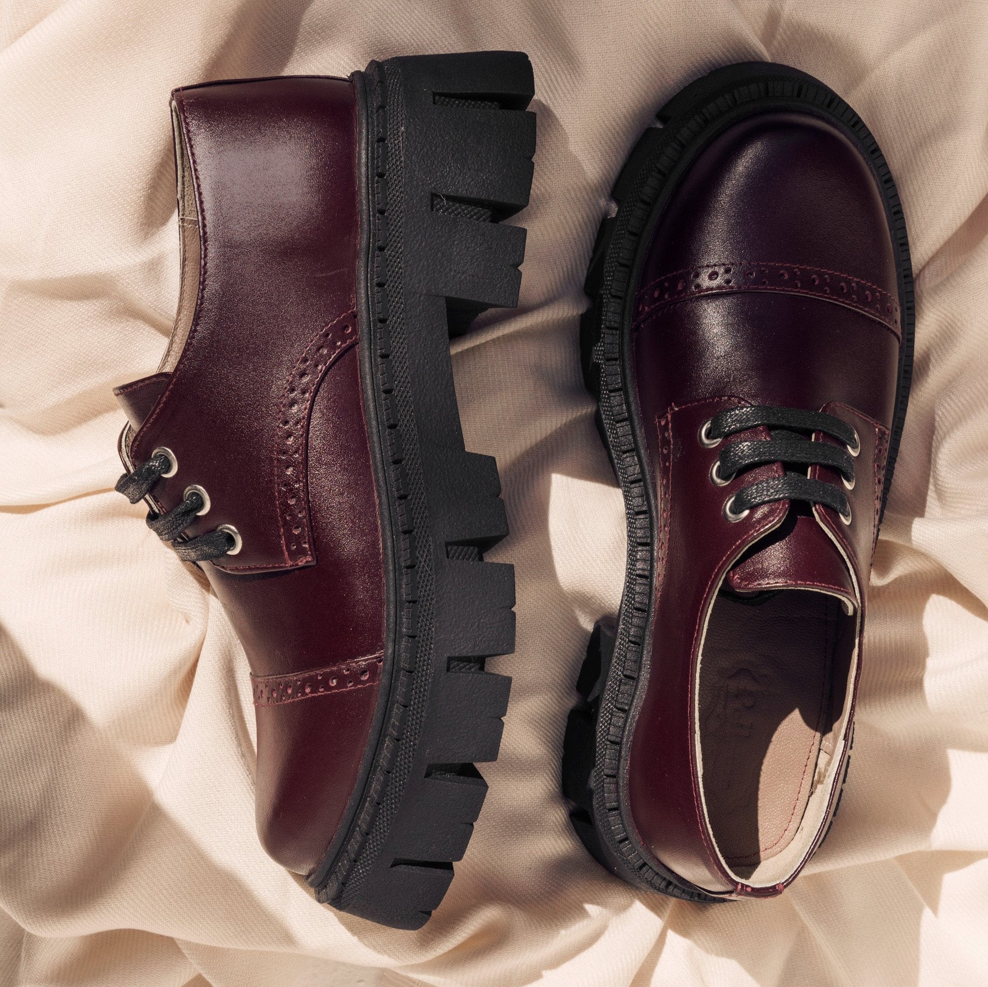 Chunky Sole Burgundy Shoes