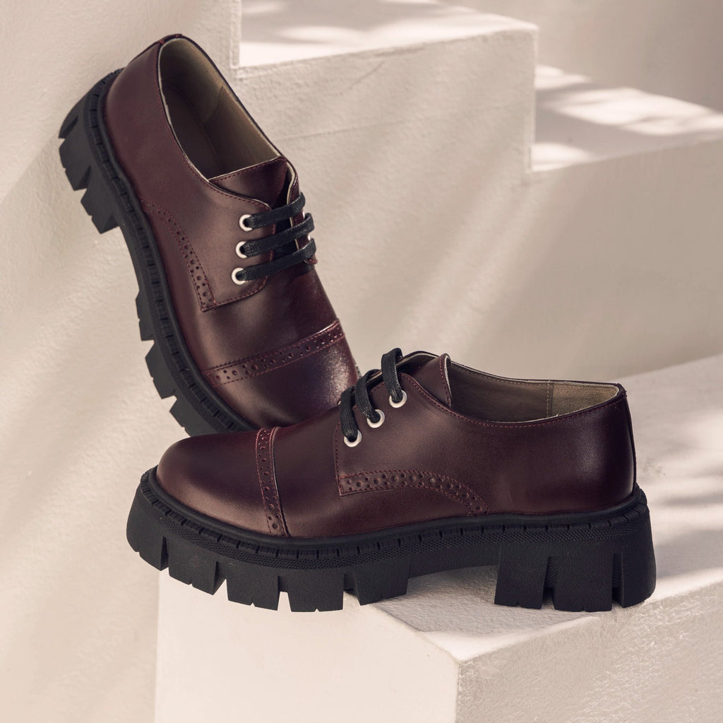 Chunky Sole Burgundy Shoes