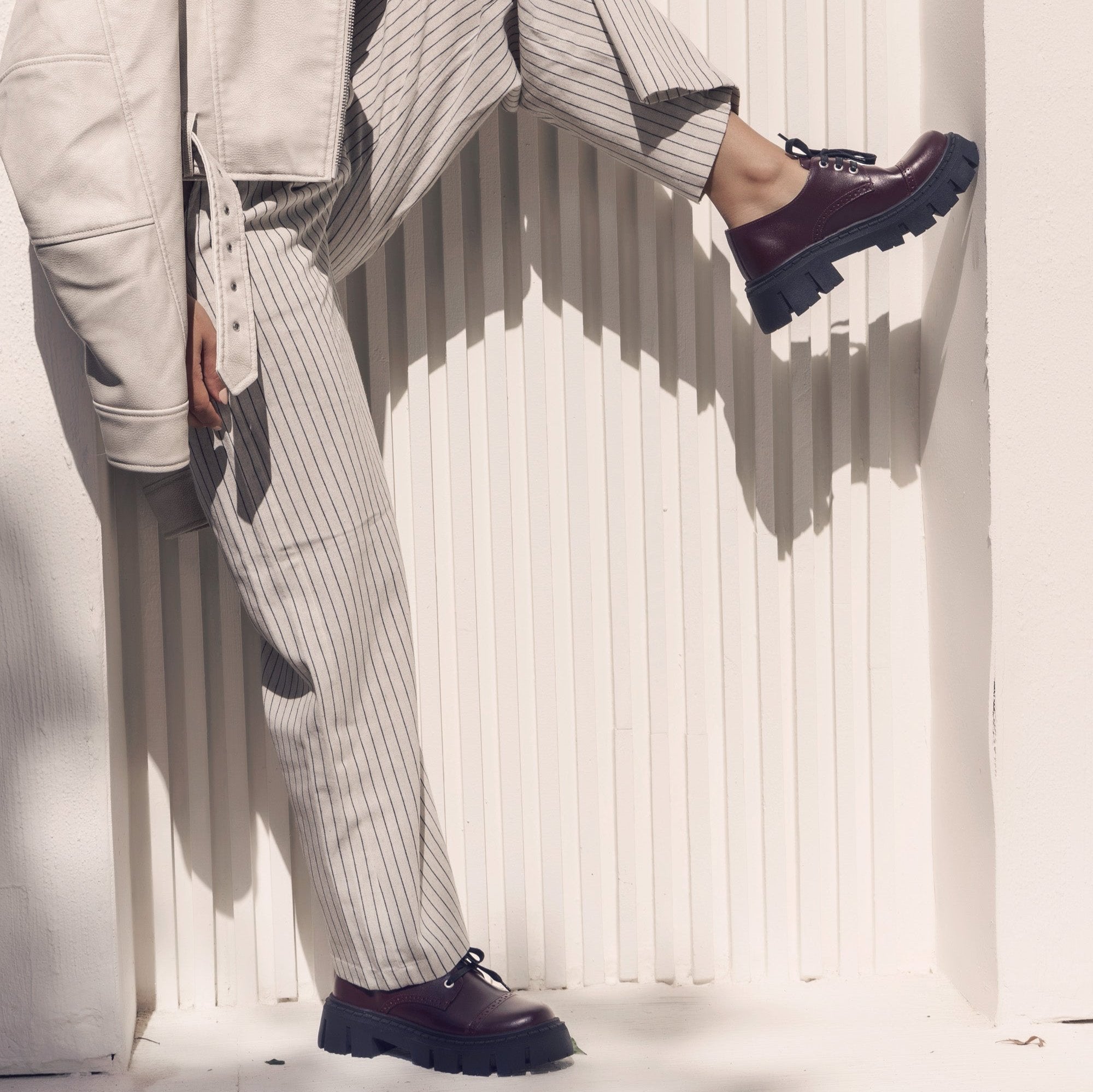 Chunky Sole Burgundy Shoes