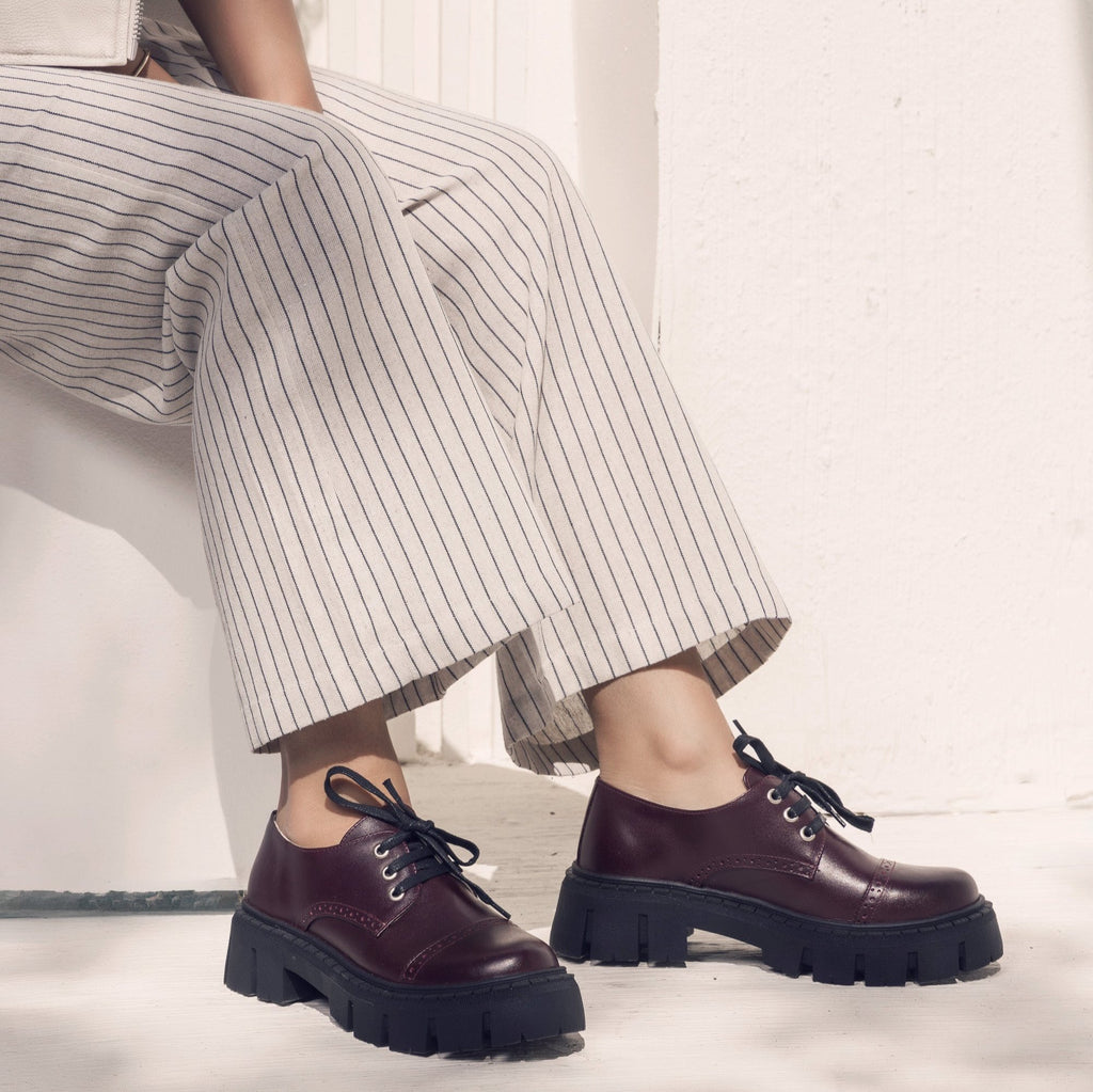 Chunky Sole Burgundy Shoes